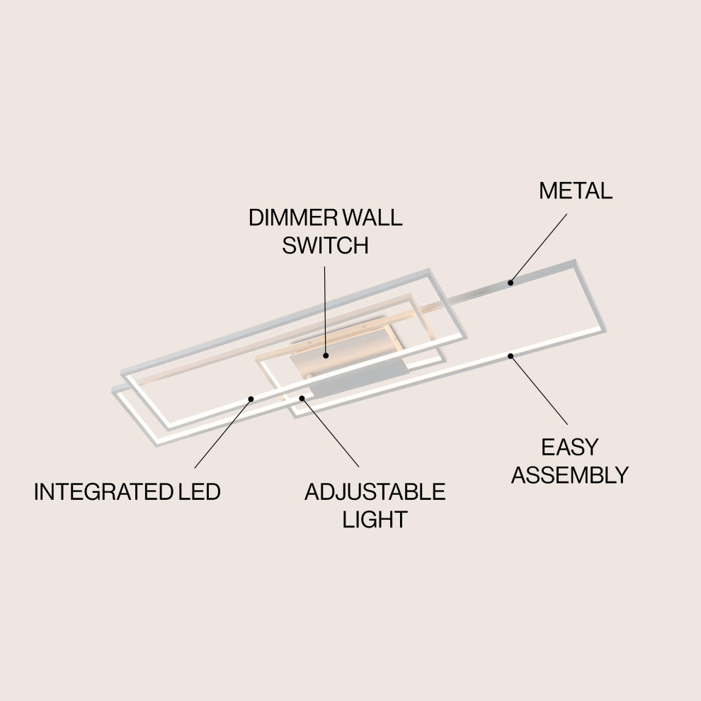 Palco Minimalist Metal Adjustable Dimmable Geometric Integrated LED Flush Mount