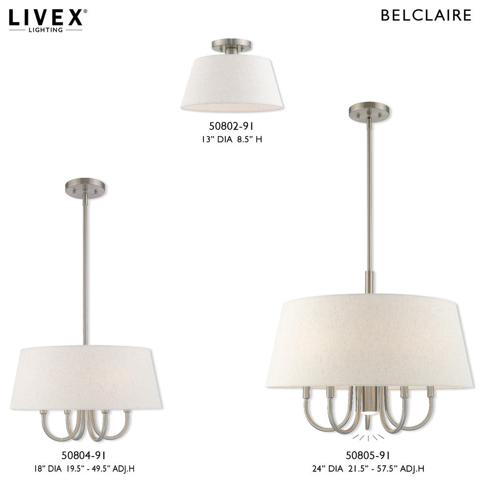 Livex Lighting Brushed Nickel 5 + 1 * Light Pendant Chandelier