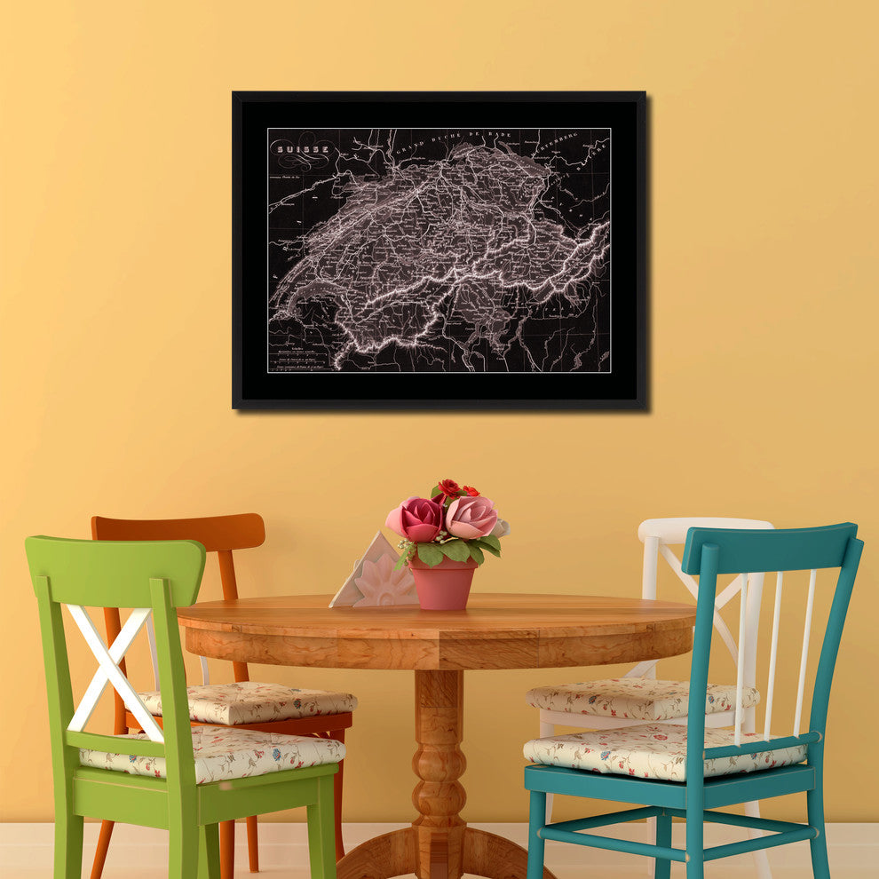 Switzerland Vintage Vivid Sepia Map Canvas, 16"x21"