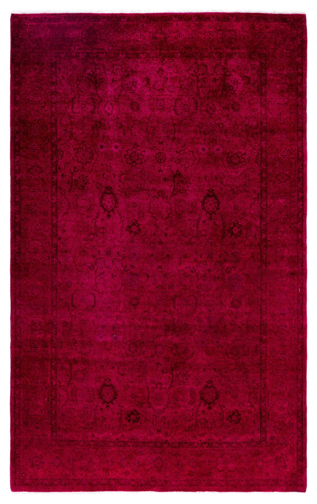 Overdyed One-of-a-Kind Hand-Knotted Area Rug Pink, 4' 8" x 7' 5"