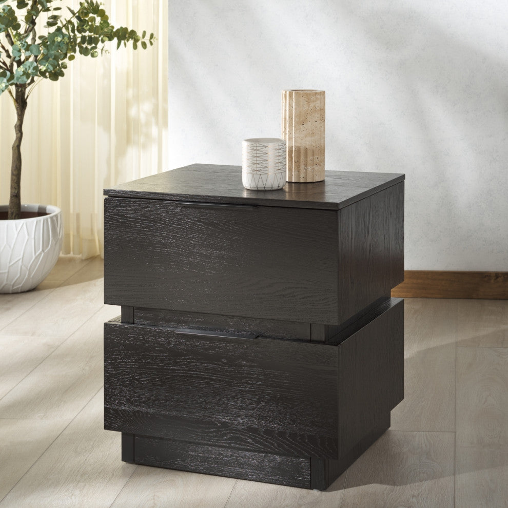 Safavieh Couture Titus 2 Drawer Nightstand, Black