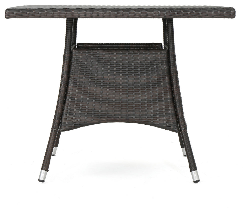 GDF Studio 5-Piece Clinton Outdoor Brown Wicker Dining Set