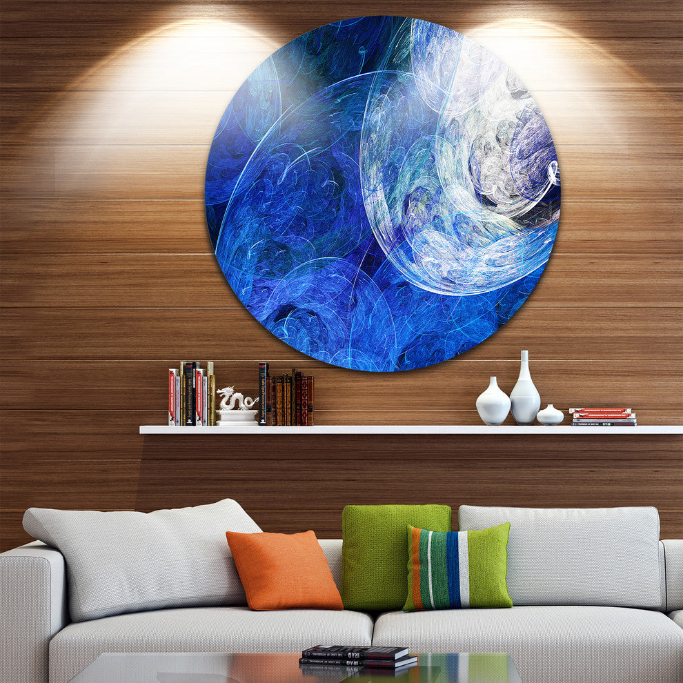 Blue Swirling Clouds, Abstract Digital Art Disc Metal Wall Art, 11"