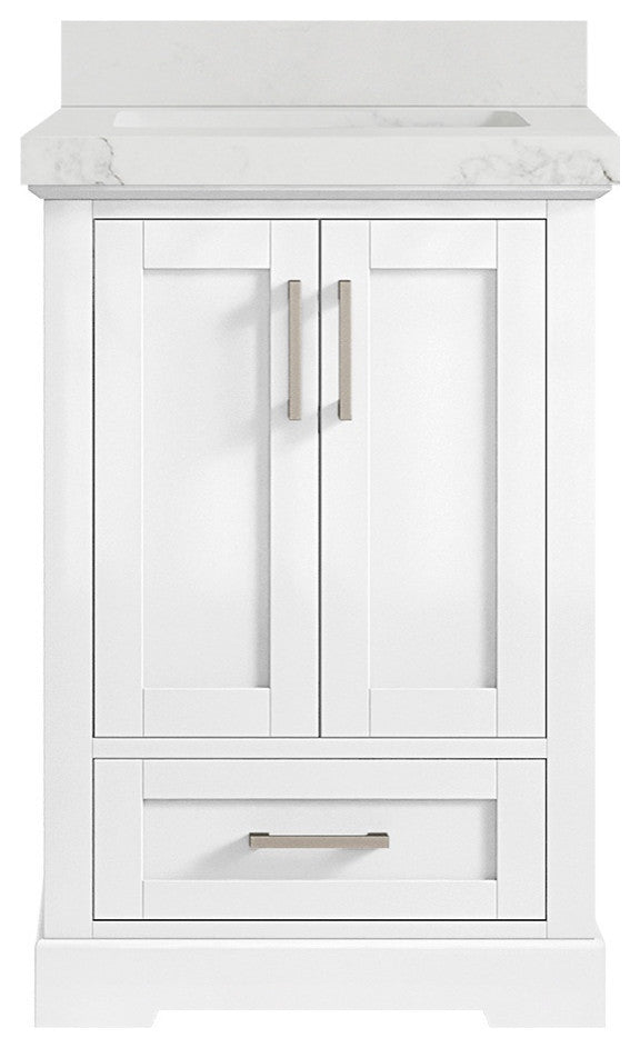 Boston 24 Single Sink Bathroom Vanity, White 2" Calacatta Nuvo