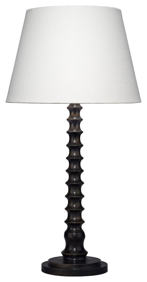 Revolution Wood Table Lamp With Linen Shade, Black