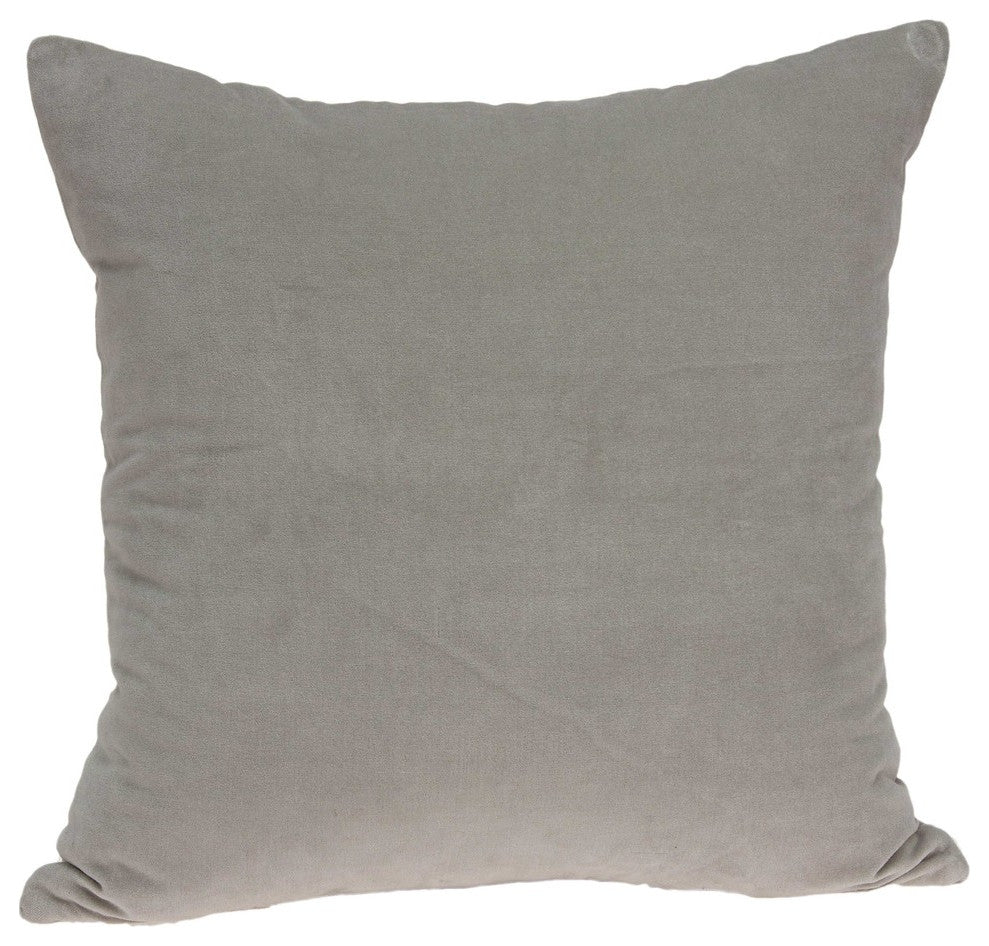 22" X 7" X 22" Transitional Gray Solid Pillow Cover With Poly Insert