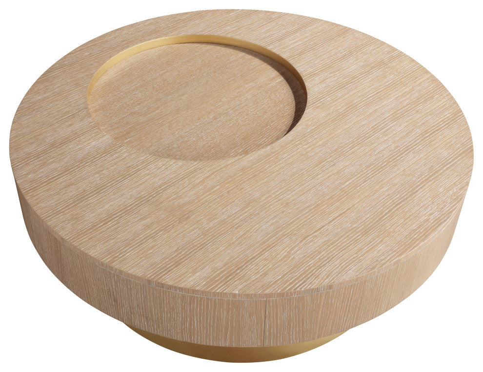 Makai Coffee Table with Oak Veneer Top and Metal Base, Natural