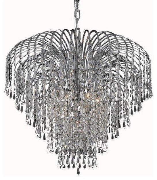 Elegant Falls Dining Room Light, Chrome Finish With Royal Cut Crystal
