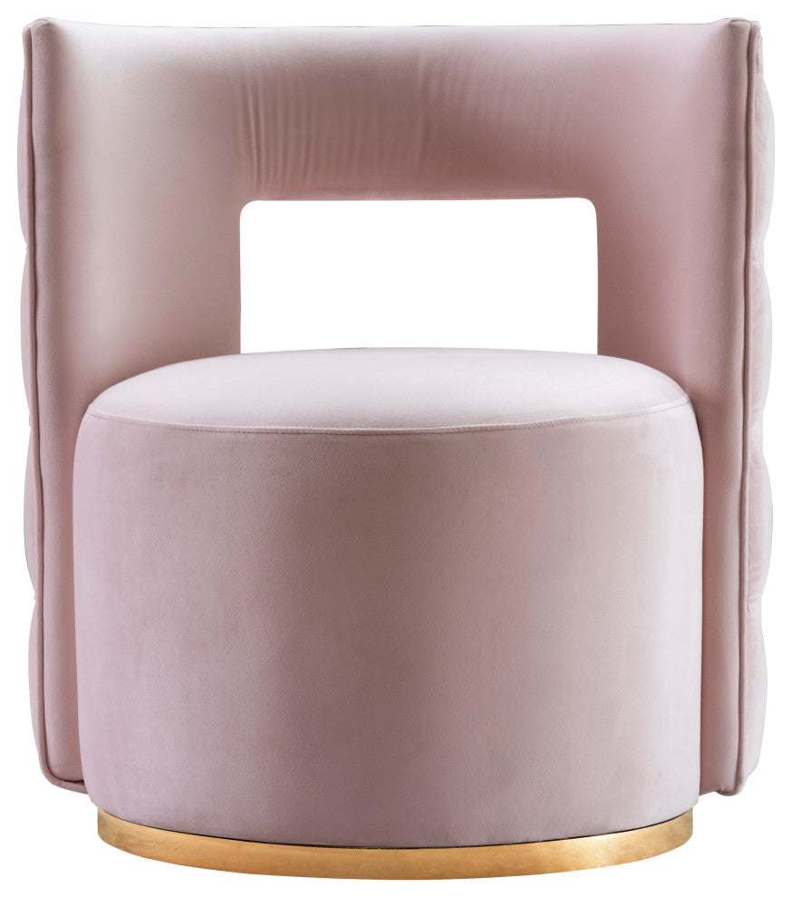 Theo Velvet Upholstered Accent Chair, Pink