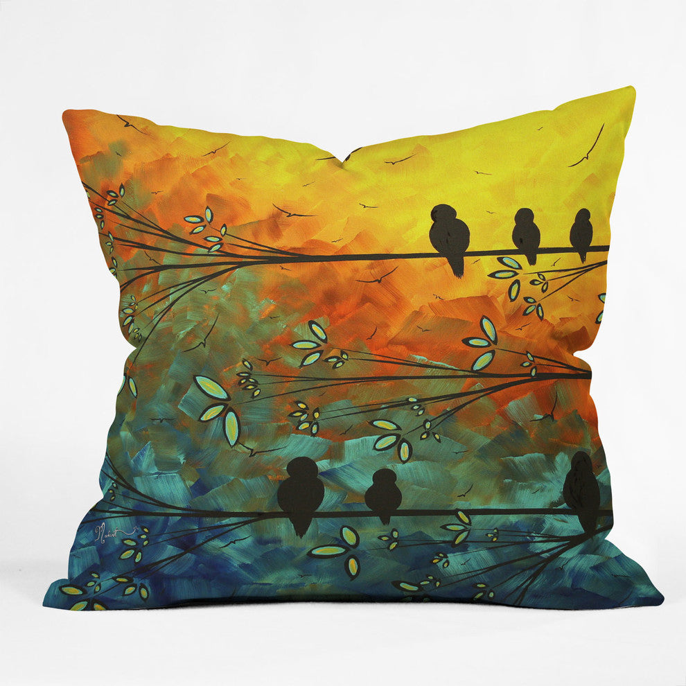 Madart Inc Birds Of A Feather Outdoor Throw Pillow, 26x26x7