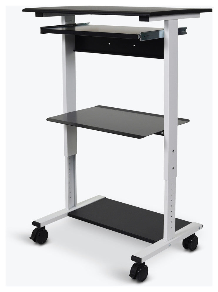Luxor STAND-WS30 Mobile 3-Shelf Adjustable Stand Up Workstation