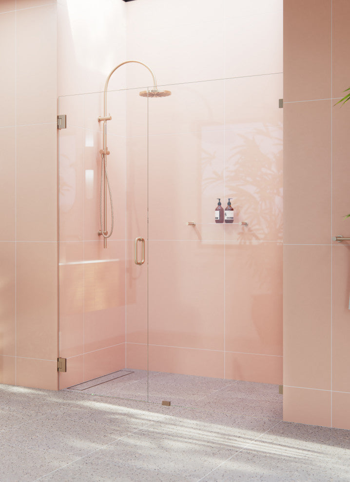 78"x60" Frameless Shower Door, Wall Hinge, Brushed Bronze