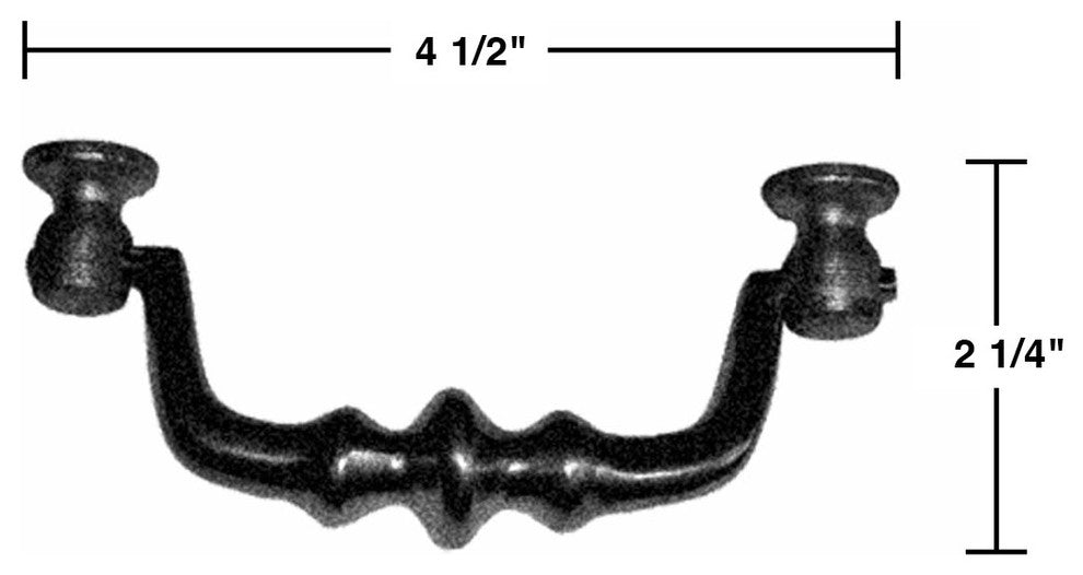 Black Wrought iron Drawer Bail Pull 4.38" L Rust Resistant Powder Coat Pack of 6
