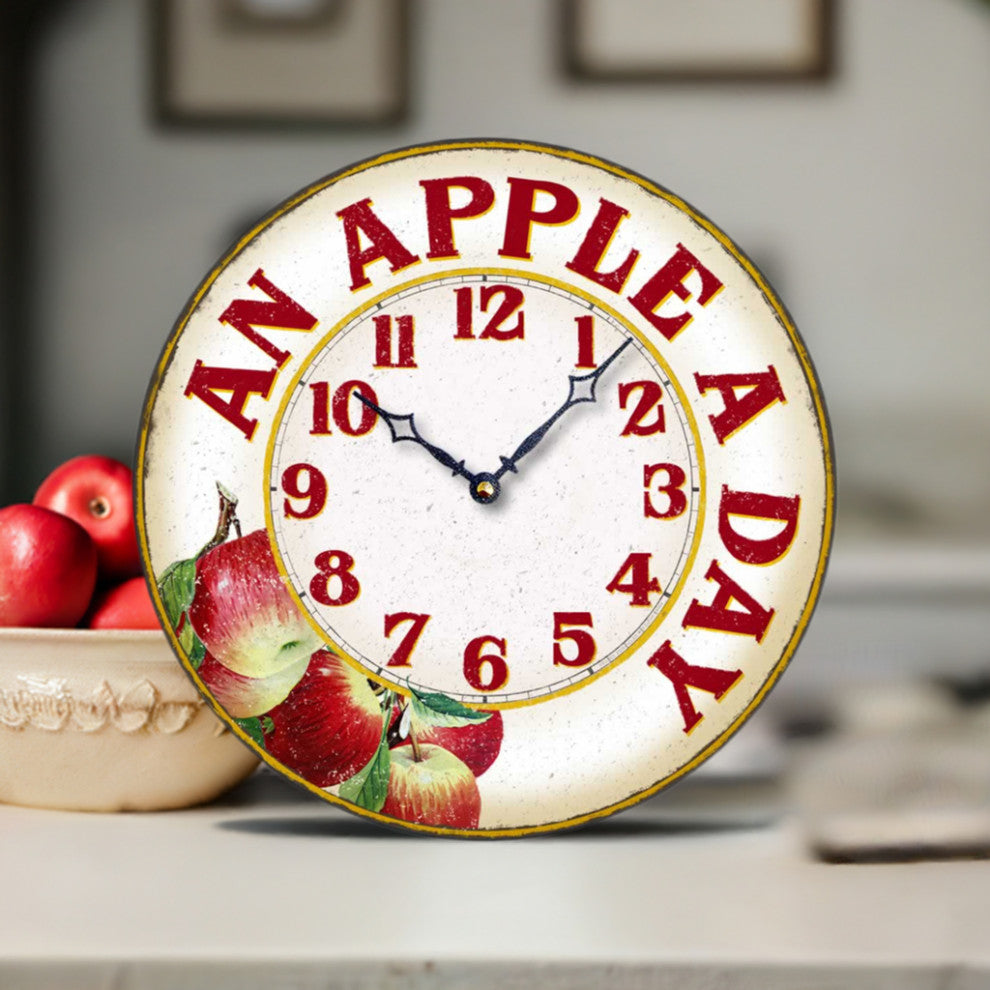 Vintage-Style Casual Kitchen Apples Clock