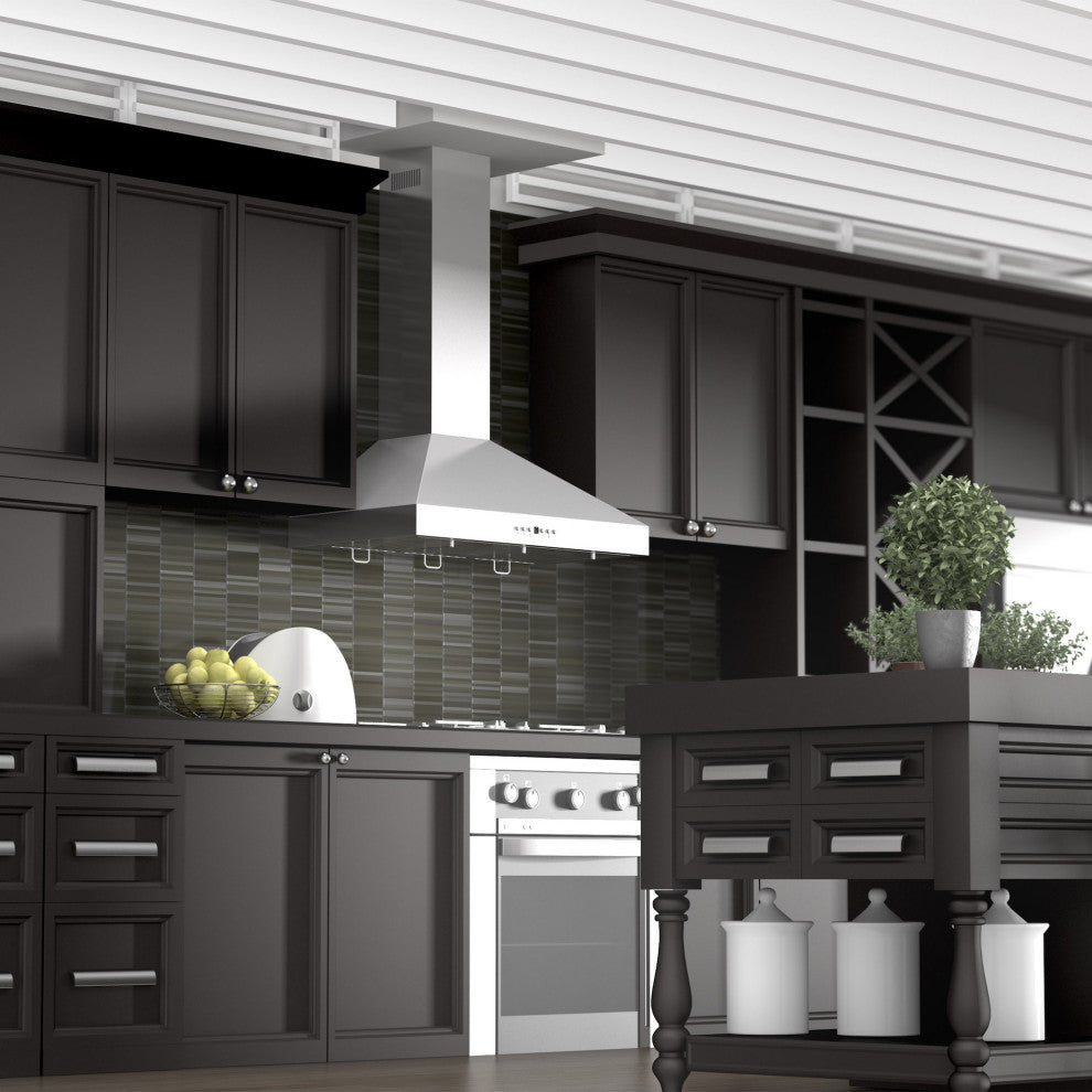 ZLINE 30" Wall Mount Hood, Stainless Steel With Crown Molding KL3CRN-30