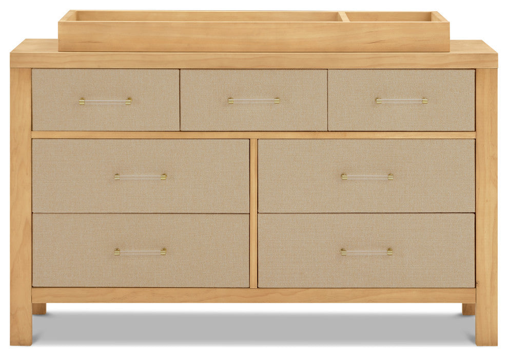Eloise 7-Drawer Assembled Dresser, Honey and Performance Sand Eco-Weave
