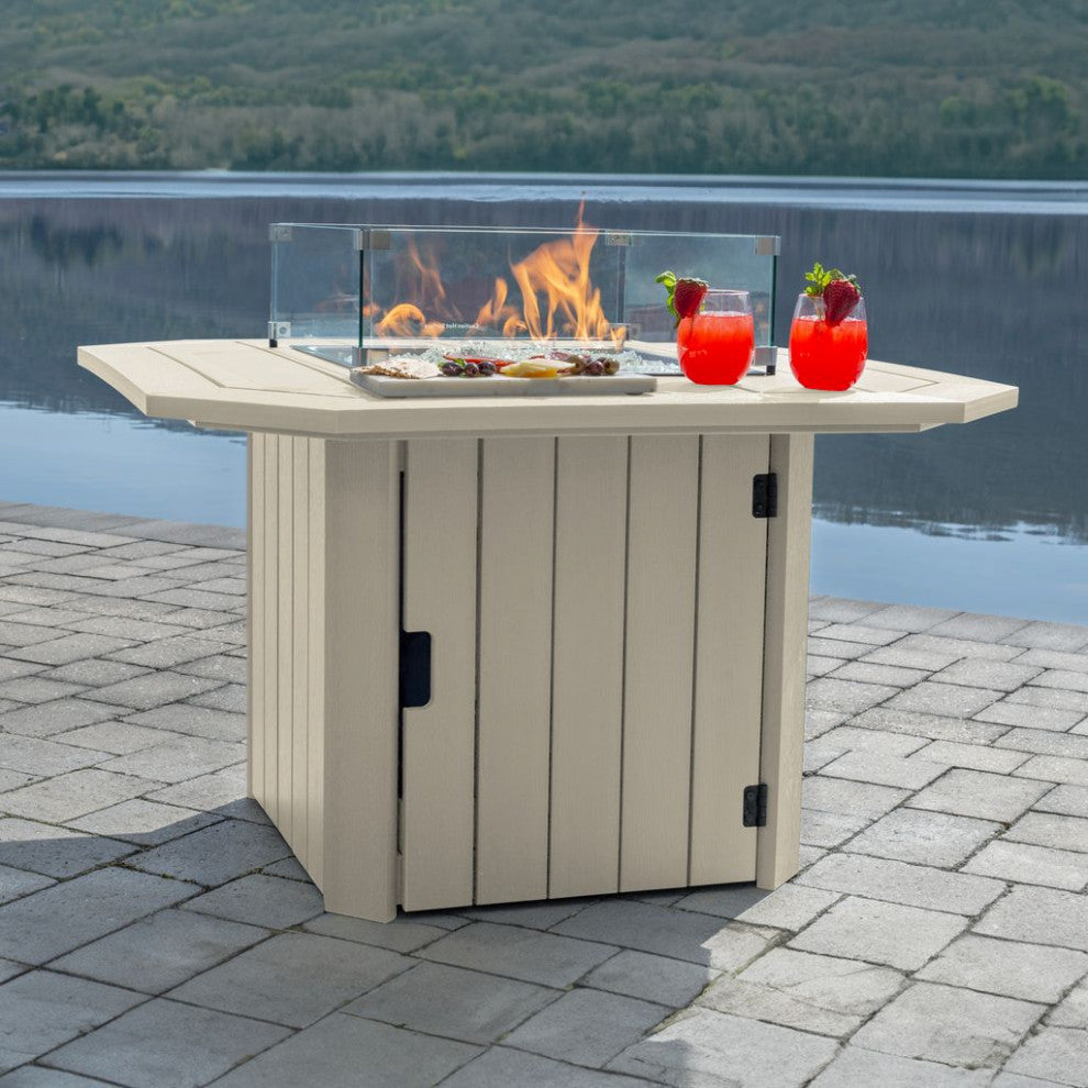 Oasis 40" Fire Pit Table, Whitewash