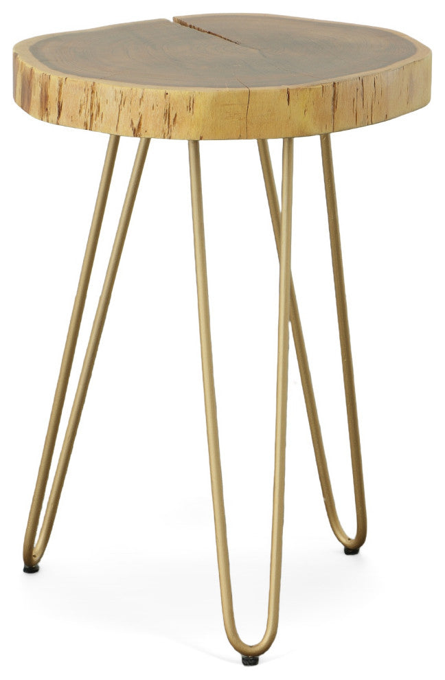 Seti Live Edge Accent Table Top, Gold