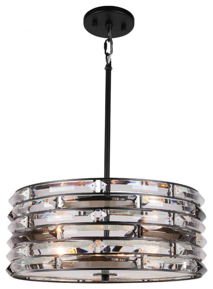 Woodbridge Lighting 159202 Lana Crystal Accent Drum Pendant, Medium, 16.5"d X 12