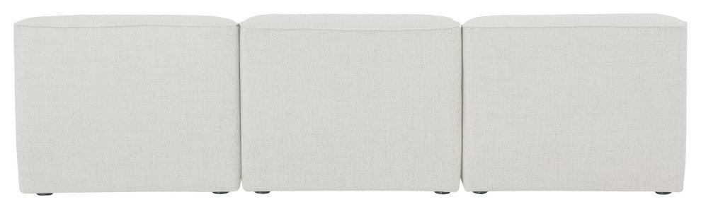Miramar Linen Textured Fabric Upholstered 3-Piece Modular Sofa, Cream