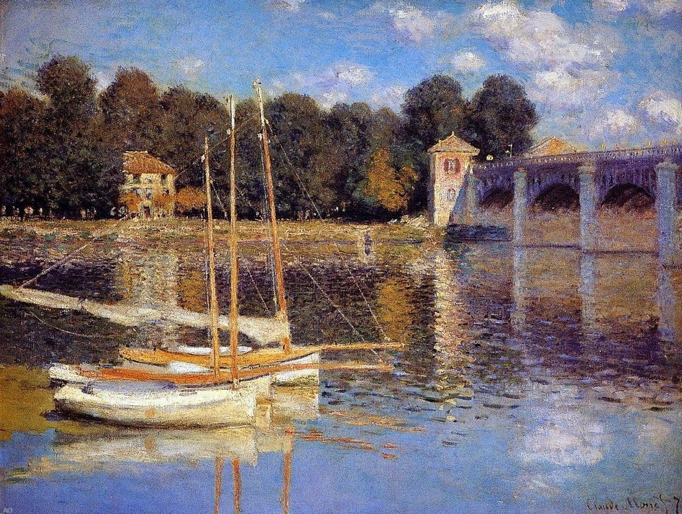 Claude Oscar Monet A Bridge at Argenteuil - 21" x 28" Premium Canvas Print