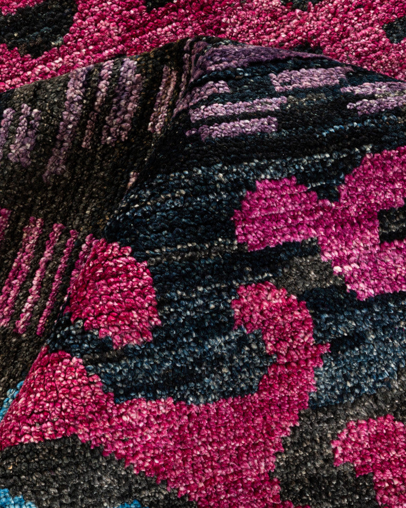 Modern, One-of-a-Kind Hand-Knotted Area Rug Black, 8' 8 x 10' 1