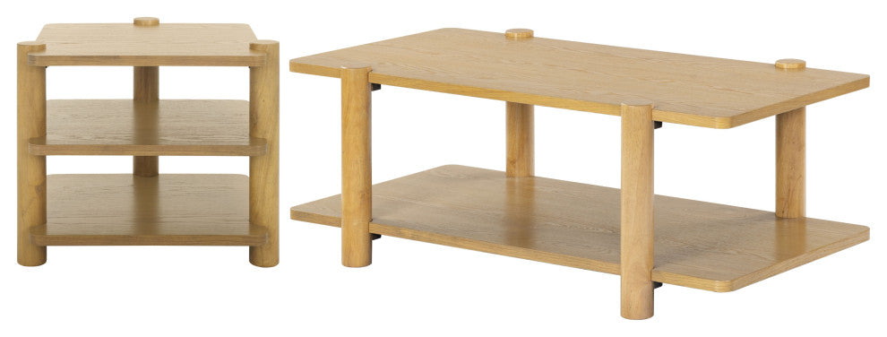 Safavieh Couture Edisyn 2 Shelf Wood Coffee Table, Natural