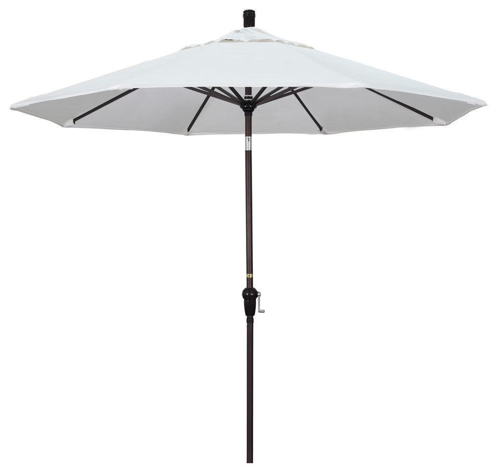 9' Bronze Auto-Tilt Crank Aluminum Umbrella, Pacifica, Natural