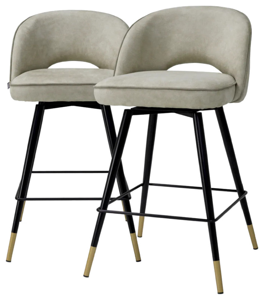 Cut-Out Silver Counter Stools, Set of 2, Eichholtz Cliff