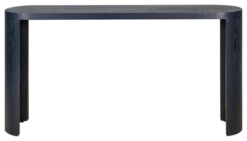 GDF Studio 60" Oval Top Console Table, Curved & Customizable Legs, Navy Blue