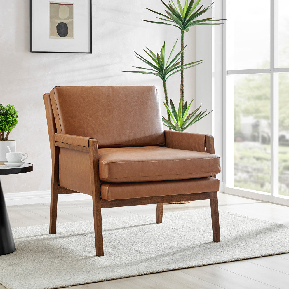 Colton PU Accent Arm Chair, Vintage Cider