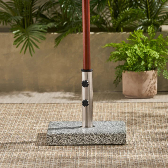 Howard Outdoor Square Granite Umbrella Holder, Gray and Silver