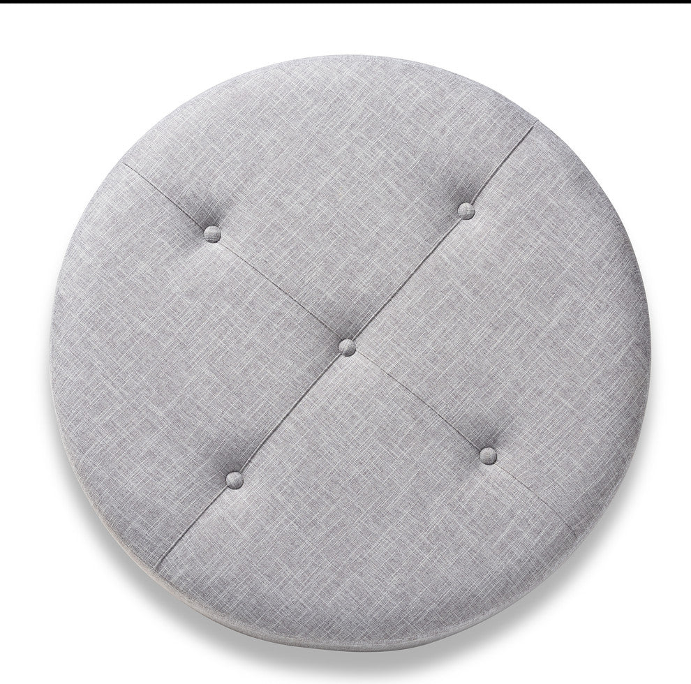 Nicky Light Gray Fabric Natural Wood Cocktail Ottoman