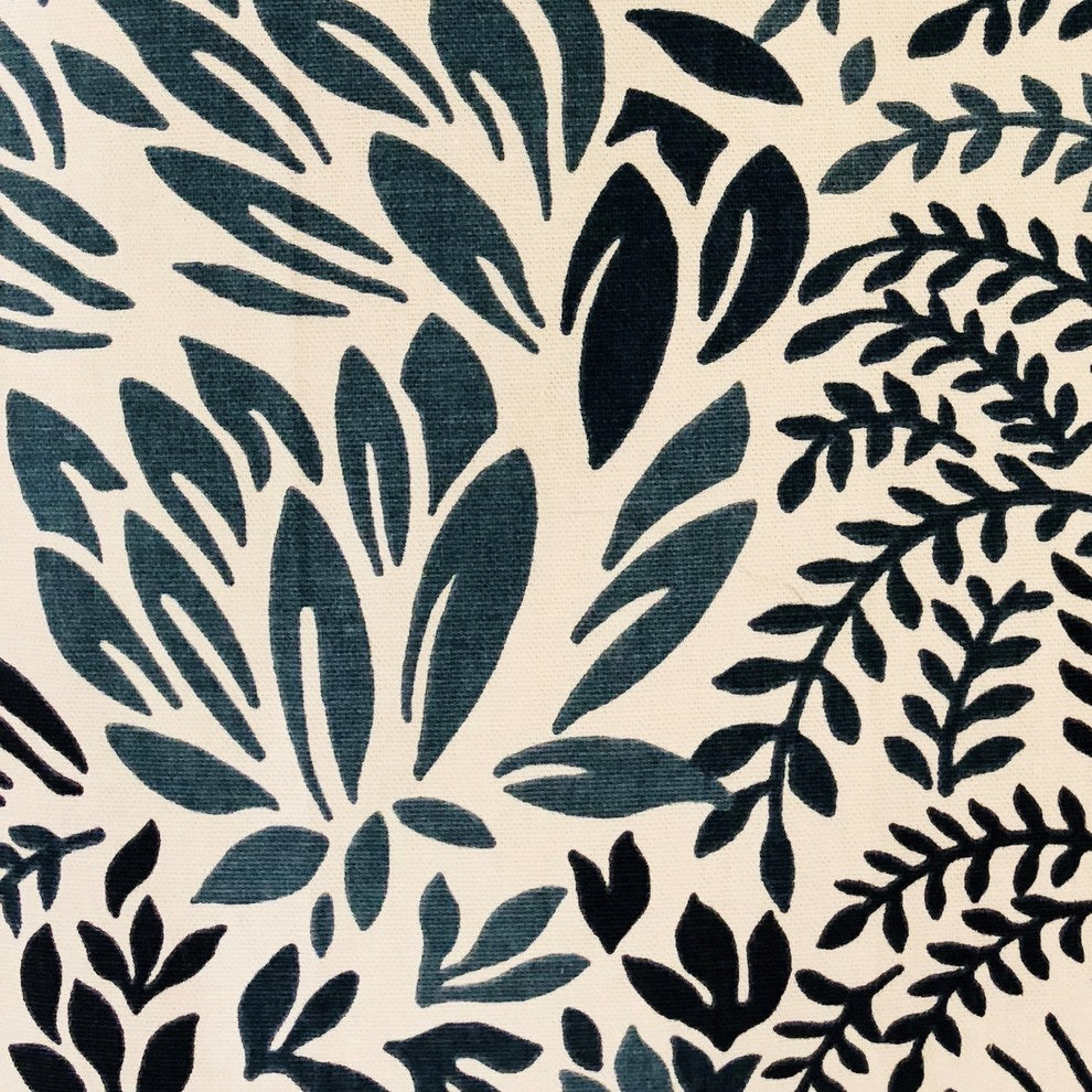 Leaf Snap Blue and Beige Luxury Throw Pillow, 22"x22"