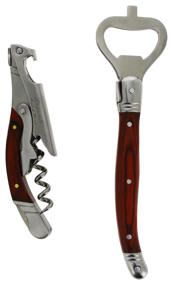 French Home Laguiole Bottle Opener Bar Set With Pakkawood Handles, 2 Piece.