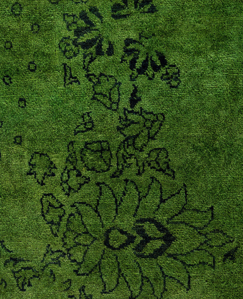 Overdyed One-of-a-Kind Hand-Knotted Area Rug Green, 8' 3" x 10' 6"