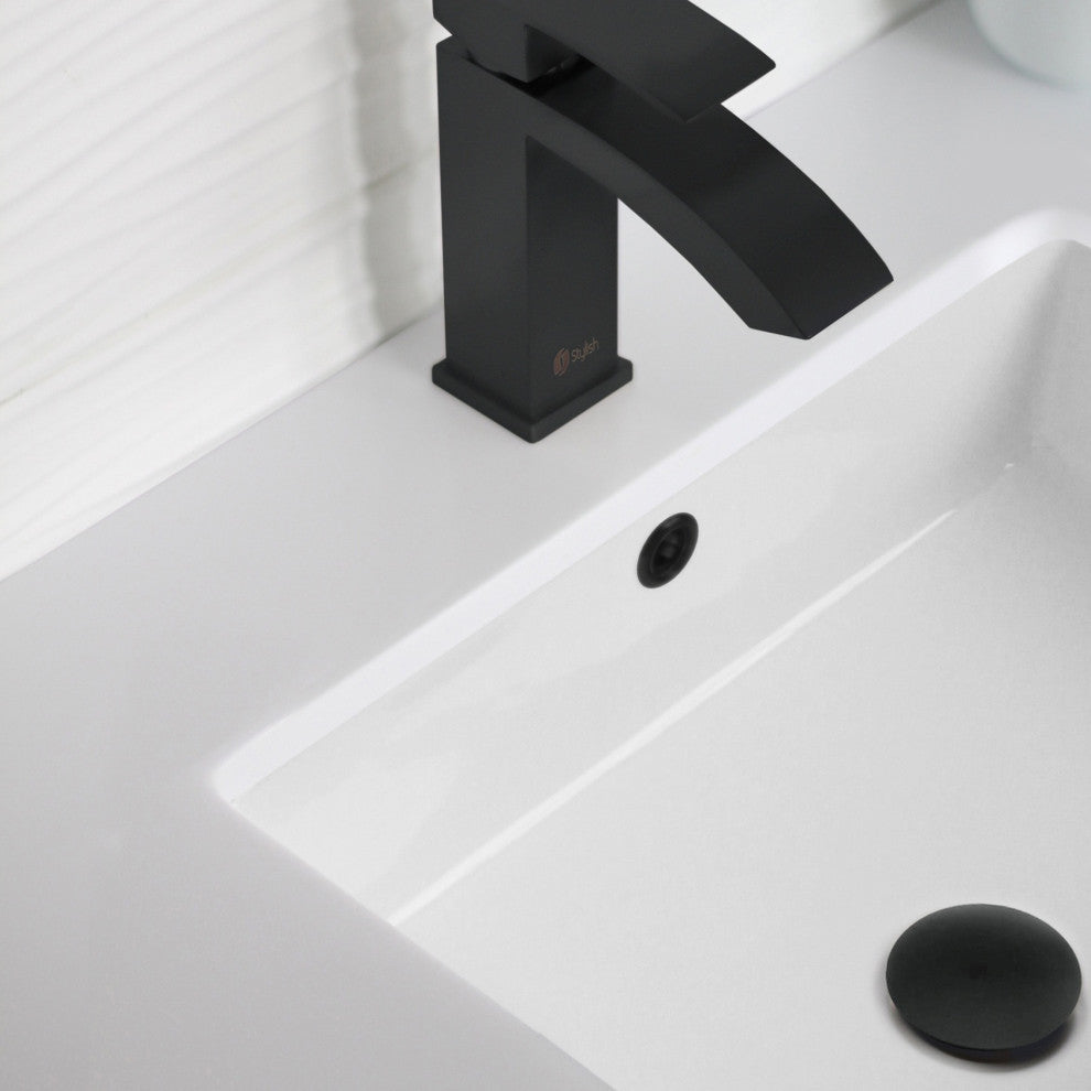 STYLISH 20" Rectangular Undermount Ceramic Bathroom Sink, 2 Overflow Finishes
