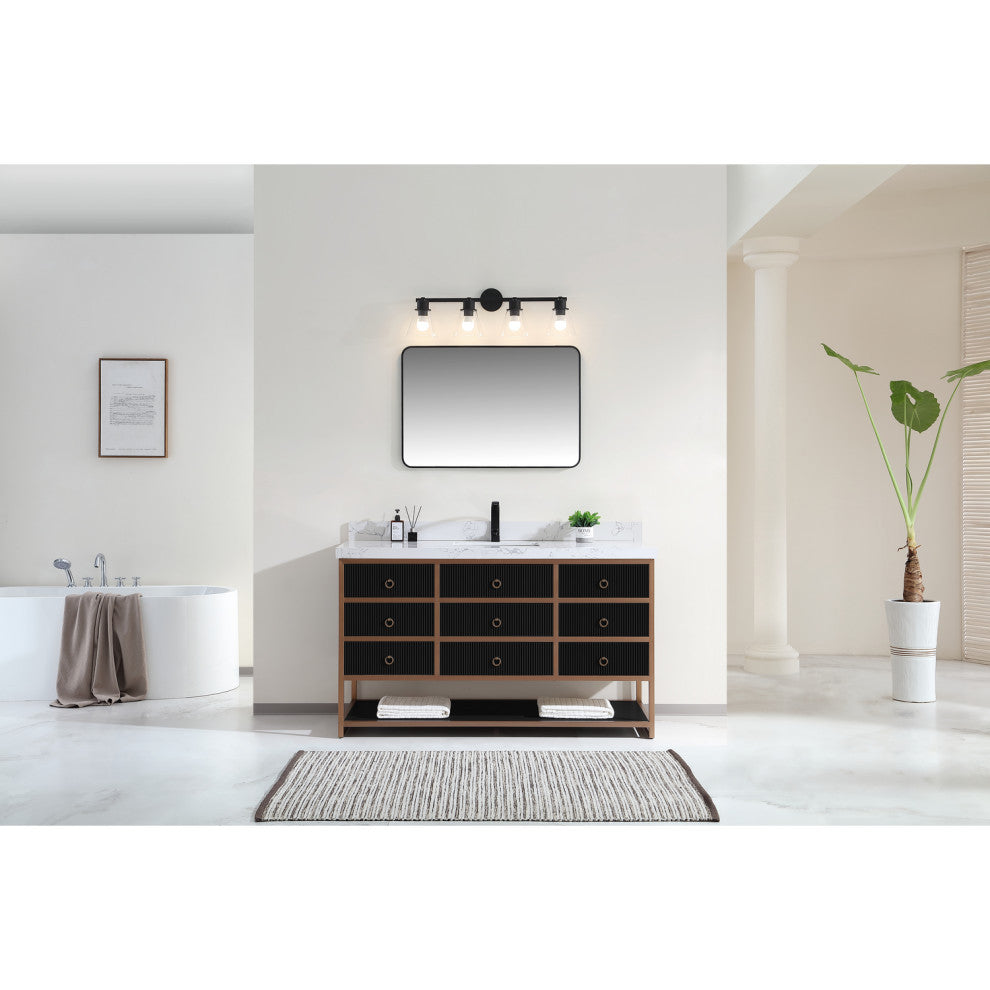 Vanity With Mirror,Sconce,Faucet Included