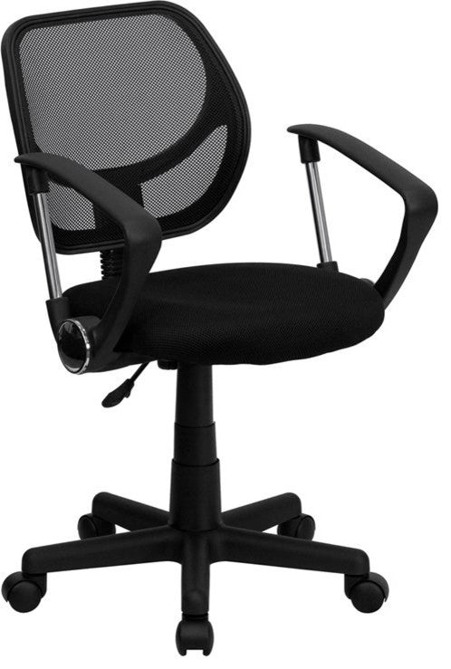 Boswell Low-Back Black Mesh Swivel Office Task Chair With Arms