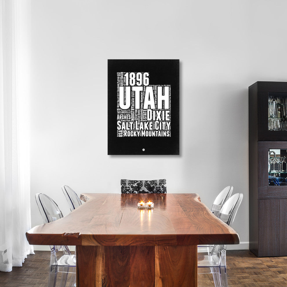 "Utah Black and White Map" Fine Art Print