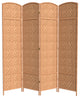 7' Tall Diamond Weave Room Divider, Natural, 4 Panels