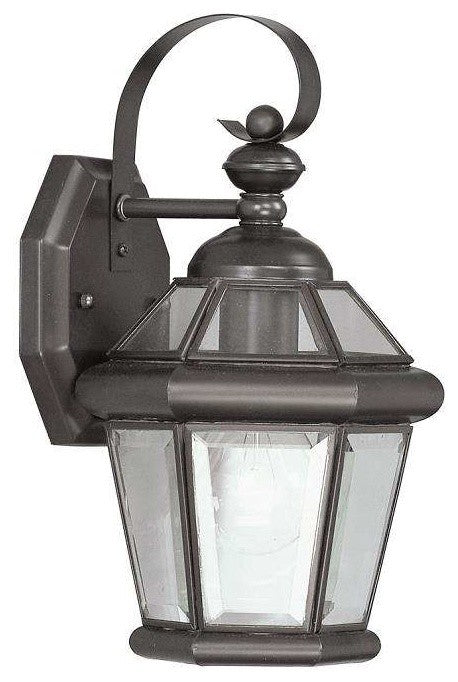Georgetown 1-Light Outdoor Wall Lantern, Bronze With Clear Flat Glass