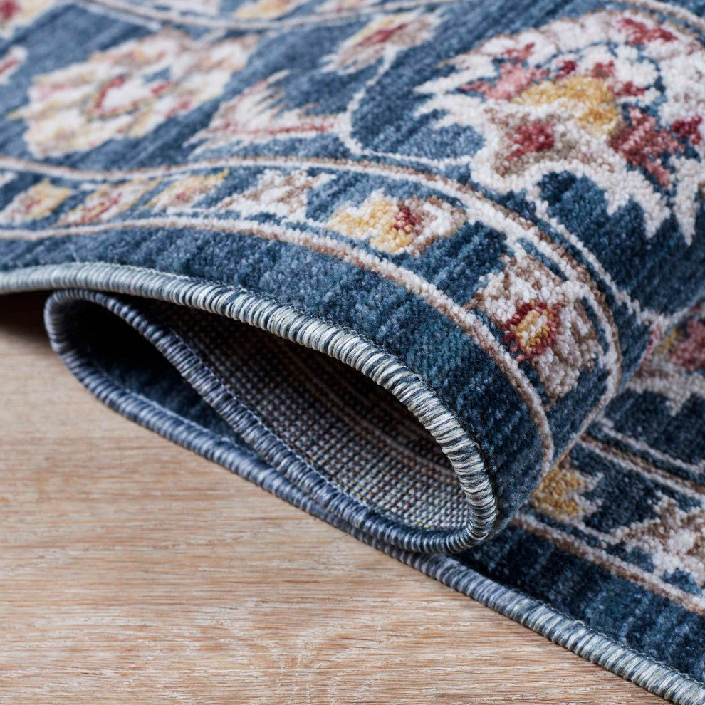 Heirloom Sarouk Area Rug, Navy, 2'x2'11"