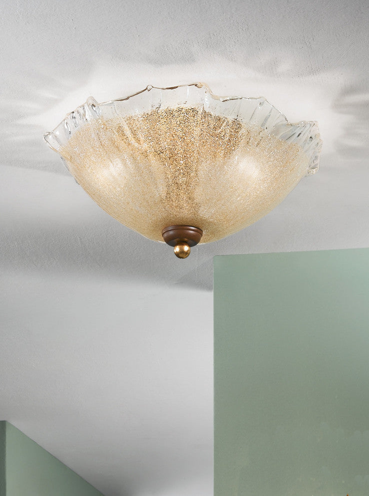 Linda 556 Ceiling Mount, Rust Brown and Gold, Satin White