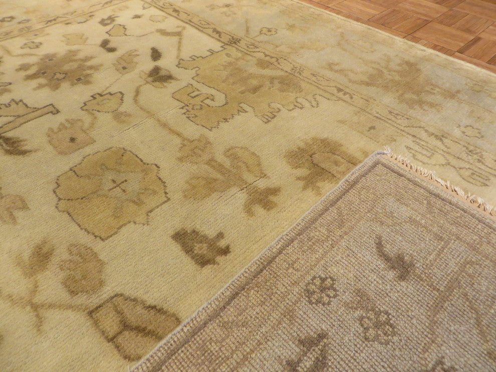 6x9 Hand Knotted Ivory/sky Blue Oushak Oriental Rug Vegetable Dyes