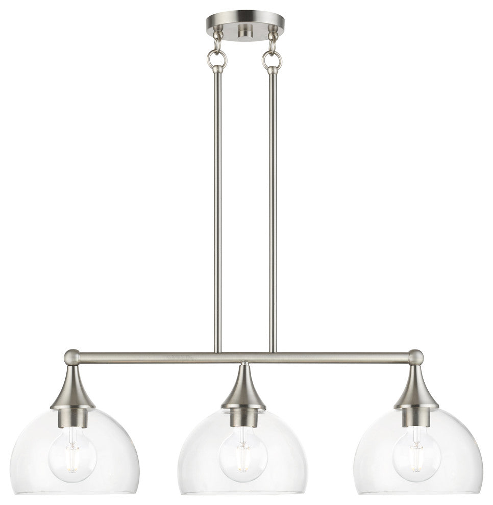 3 Light Brushed Nickel Linear Chandelier