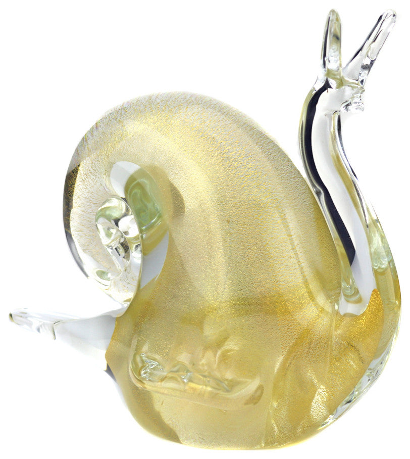 Murano Glass Snail Clear Gold