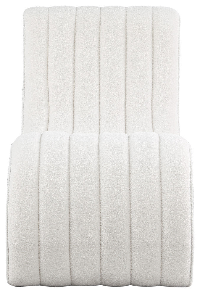 Orian Teddy Fabric Upholstered Chaise, Cream