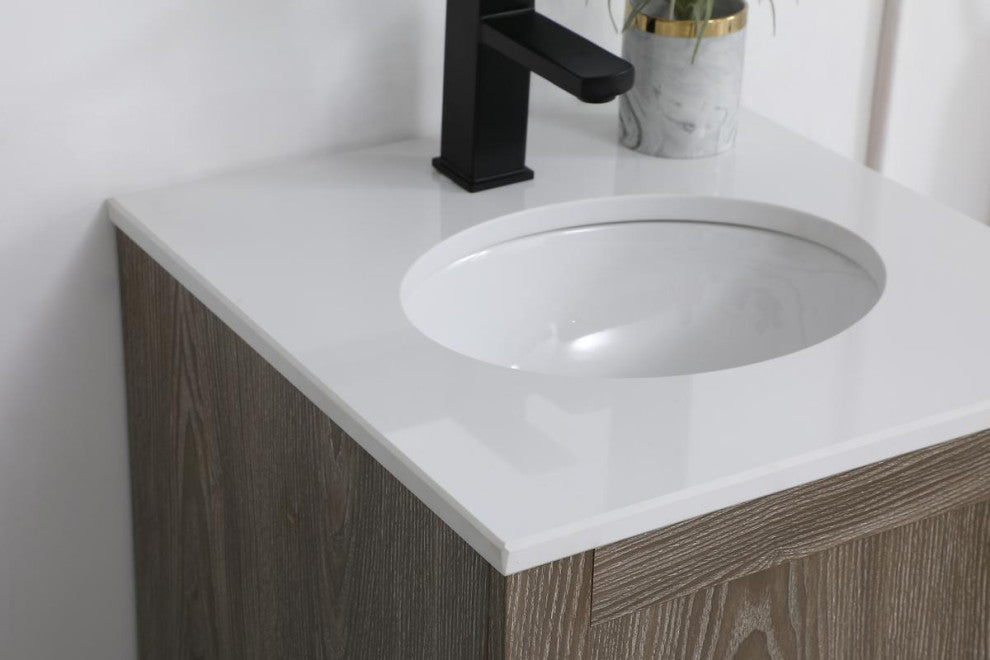 Home Living Single 18" Bathroom Vanity (Weathered Oak)