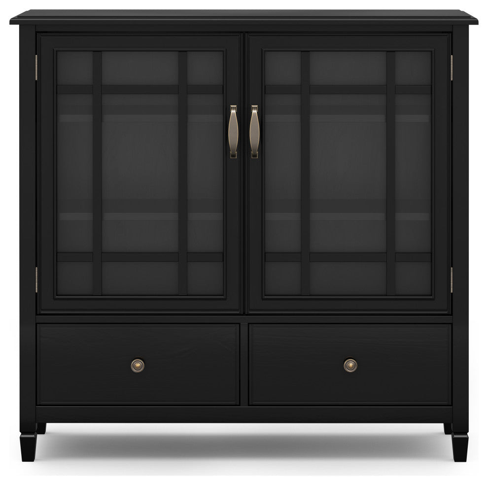 Connaught Solid Wood Tall Storage Cabinet, Black